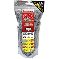 Los mejores  - fischer 519333 Big pack taco nylon SX 8x40-100 + 20 GRATIS- Gris- 8x40